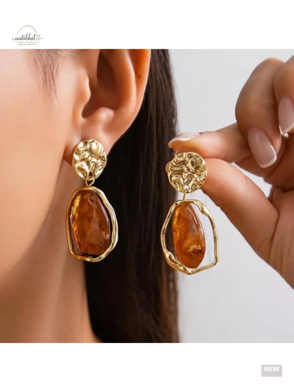 Dainty Irregular Crystal Drop Dangle Earrings 14K Gold Plated Geometric Zircon